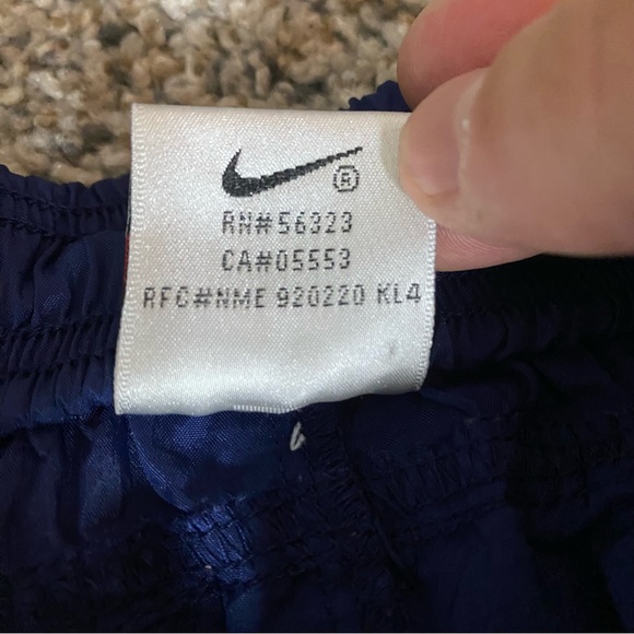 Vintage Nike Pants Mens Large Navy Blue 90s Nylon Track Joggers Sweatpants Baggy - Picture 7 of 9